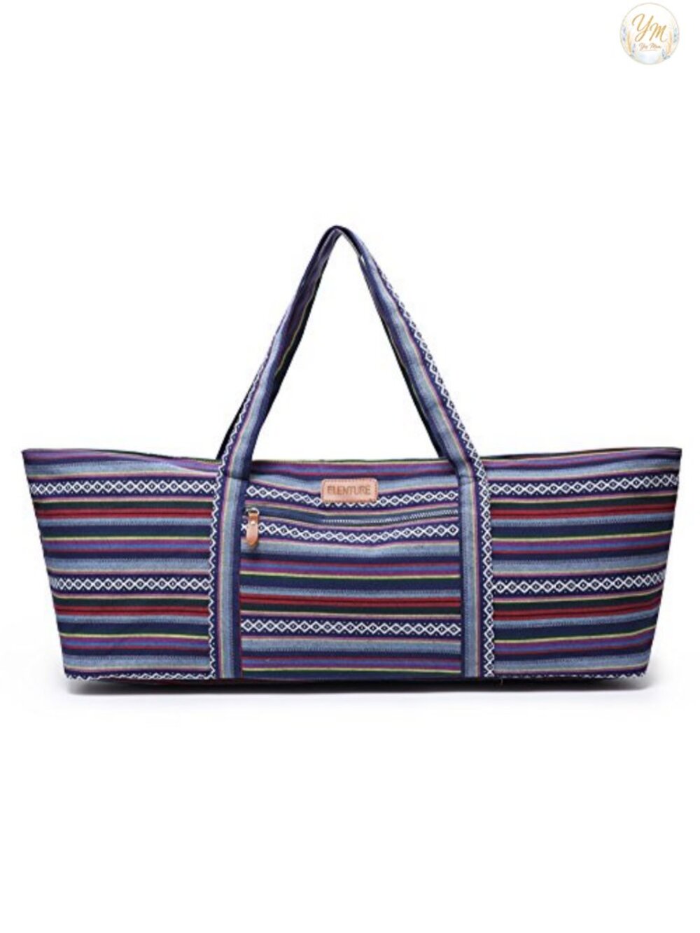 Large Yoga Mat Bag Full-Zip Gym Tote Cotton Canvas Fits 1/2" Thick Mats